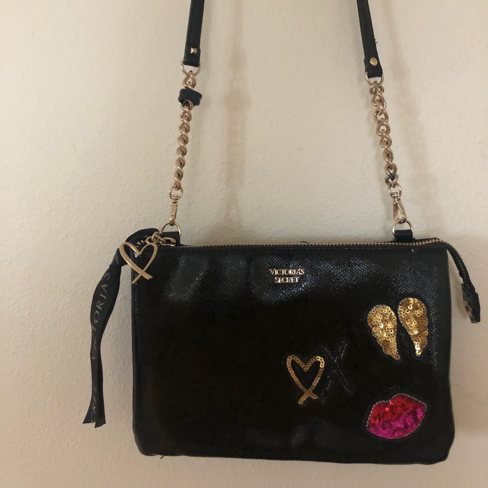 Victoria secret black crossbody sequin bling